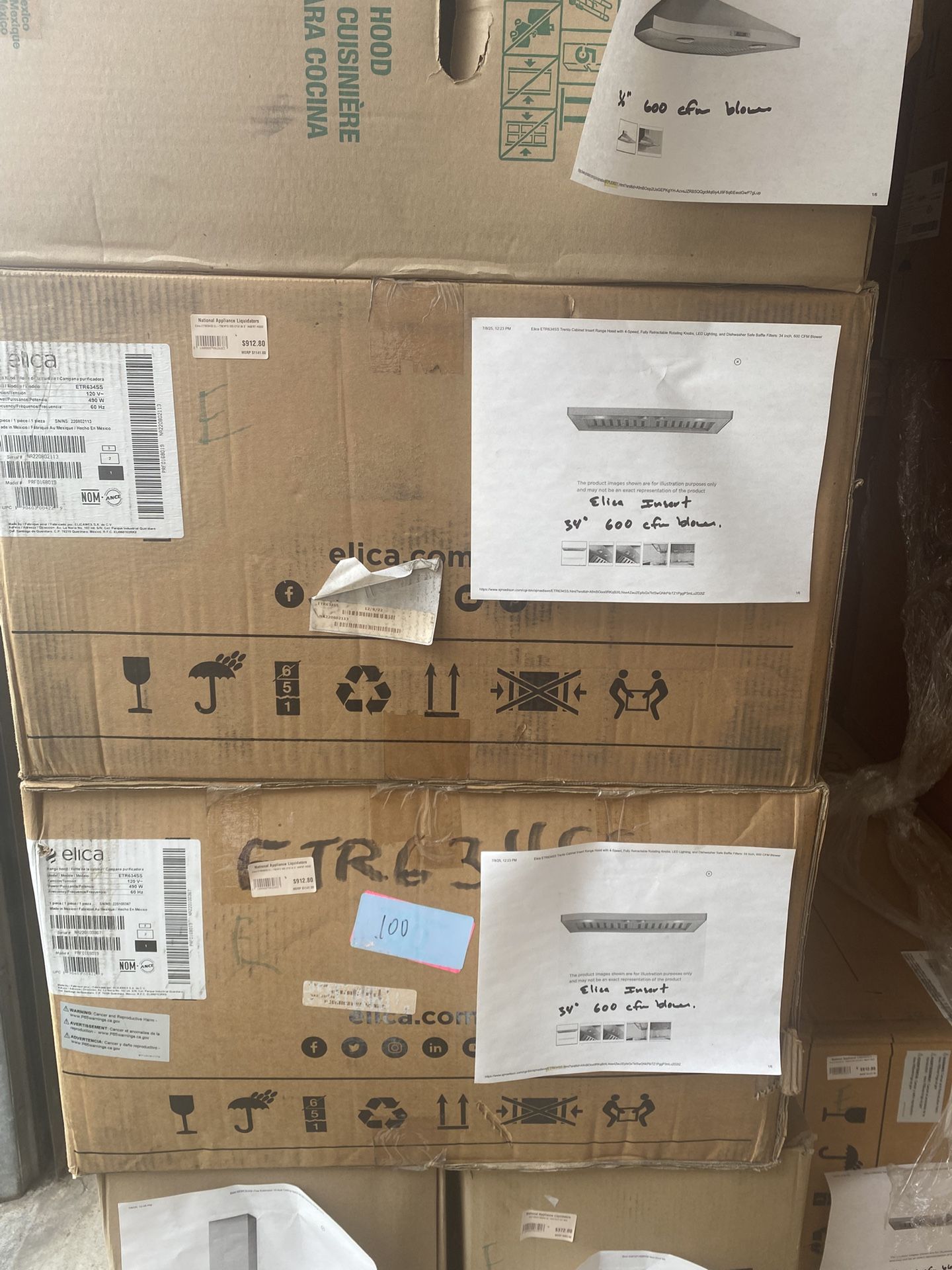Elica Professional Trento Series  ETR634SS Trento Cabinet Insert Range Hood with 4-Speed, Fully Retractable Rotating Knobs, LED Lighting National Appl
