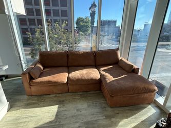 Brown Suede Sectional Sofa with Chaise