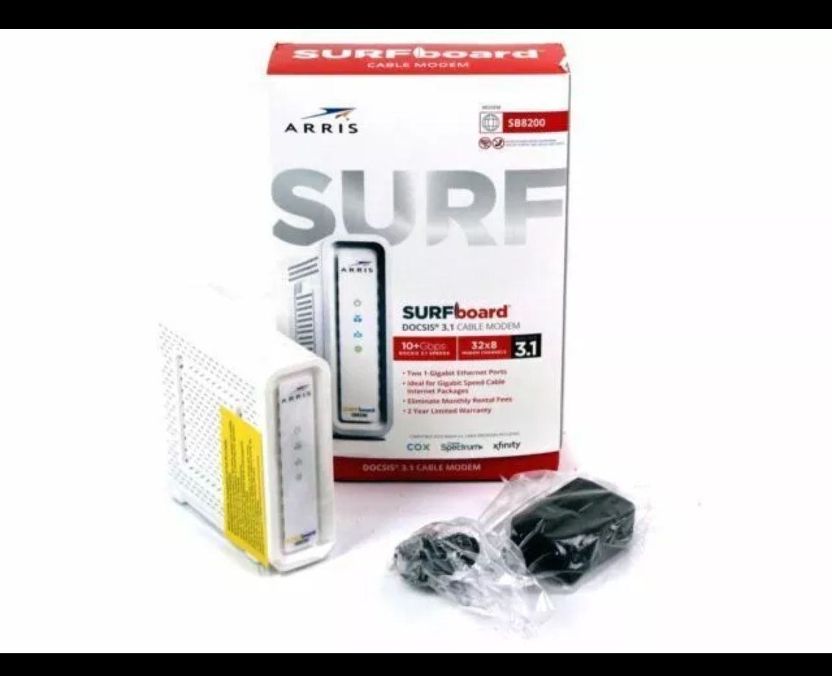 ARRIS SURFboard SB8200 DOCSIS 3.1 white Cable Modem computer Internet gaming