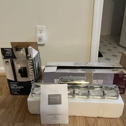 BRAND NEW CRYSTAL 6 LIGHT BATHROOM VANITY LIGHT (AMAZON $78 USED) AND OUTDOOR SCONE WALL LIGHT  WAS $49.99!!  ONLY $60 BOTH