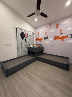 L-Shaped Bed Set with Storage