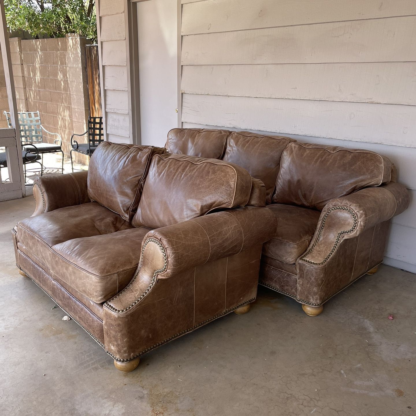 Brown Leather Lexington 2 Piece Couch