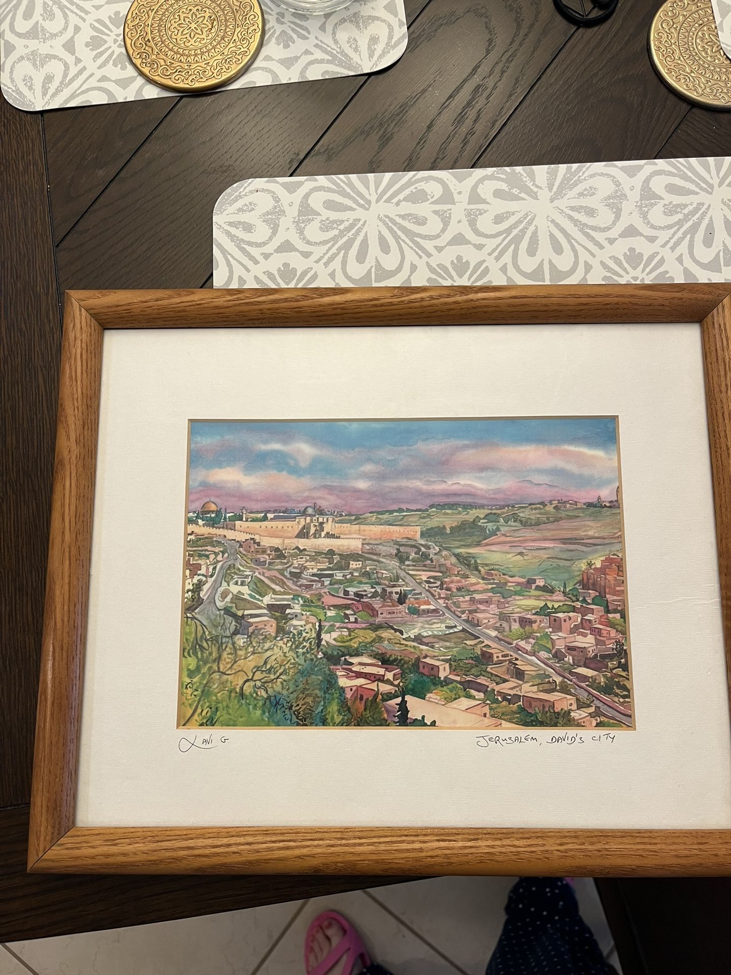 Framed Jerusalem Silk Screen, Signed By Artist