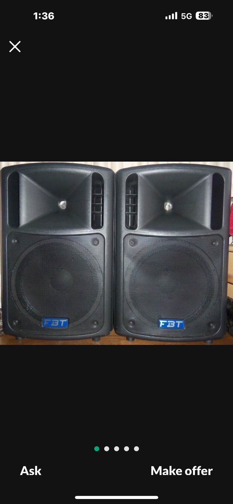 Powered Speakers FBT 350Each Made In Italy including Behringer mixer, audio effect
