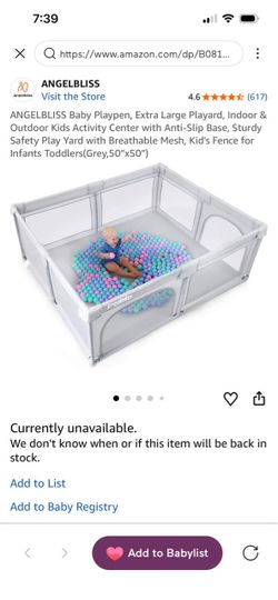 Angelbliss Large Baby Playpen – 50” x 50”