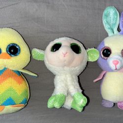 Set of 3 Ty Easter Mini Beanie Boos (Chick, Lamb, Bunny) - EXCELLENT CONDITION