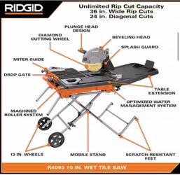 Ridgid 10” tile saw