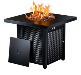 Fire pit and glass wind guard