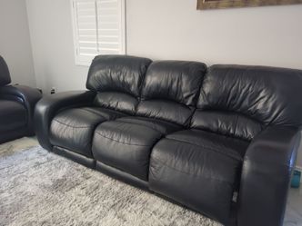 Black Leather Sofa & Love Seat Reclining Sofa