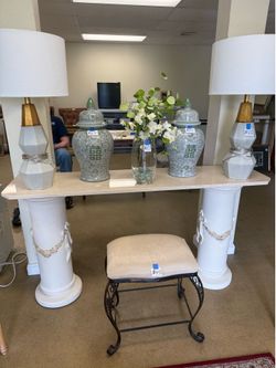 Table Marble Top Column Style