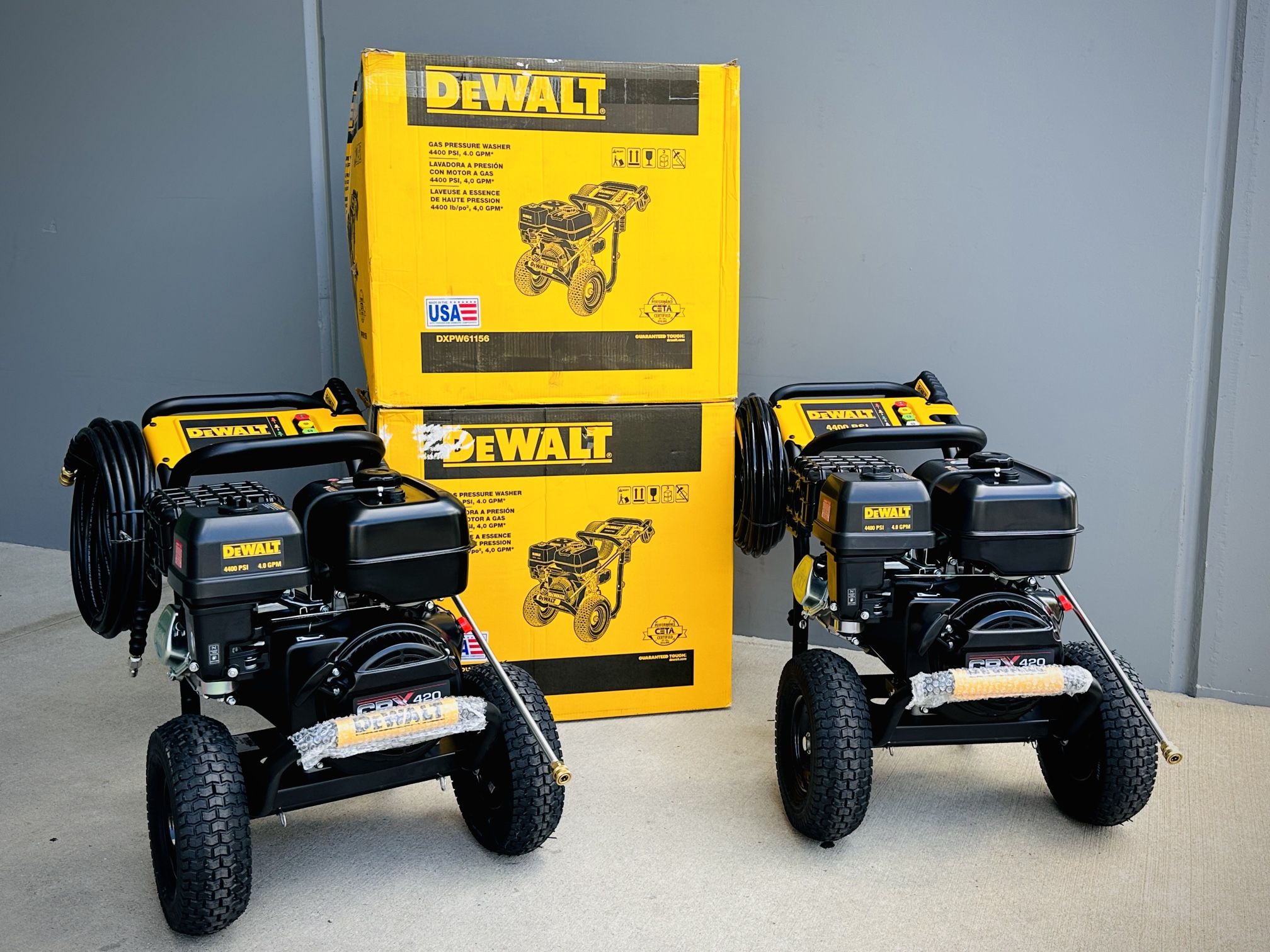 Brand new Dewalt 4400 PSI 4.0 GPM Cold Water Gas Pressure Washer. Model # DXPW61377