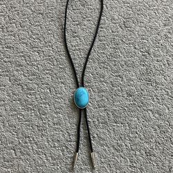 Western Turquoise Bolo Tie - Black Braided Necktie for Costume