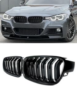 F30 Grill - Front Kidney Grille Black Grill for 2012-2018 BMW 3 Series F30 F31 320i 328i 328d 330e 330i 335i 340i 328i (Gloss Black-Double Slats)