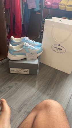 Baby blue pradas size 8