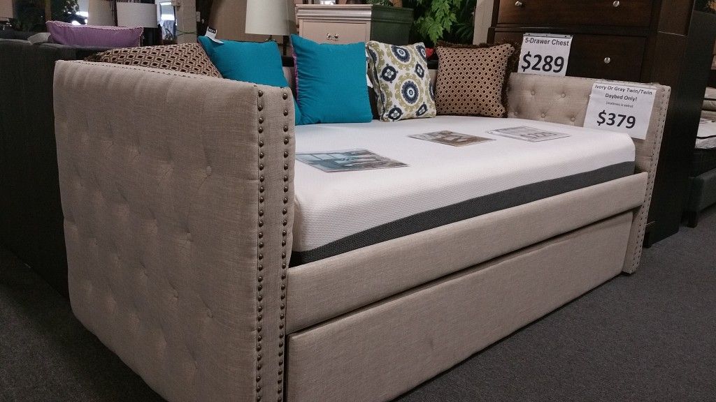 Brand new biege linen twin twin daybed