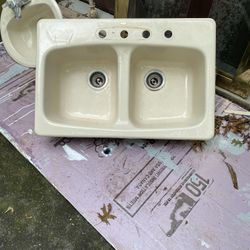 Kohler - Cast Iron Double Bowl Kitchen Sink