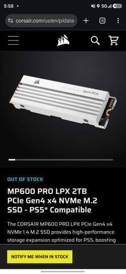Corsair MP600 Pro LPX 2TB NVMe M.2 SSD