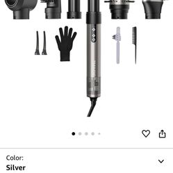 7MAGIC Hair Dryer Brush & 6 in 1 Hair Styler, Silver, 110 Volts, 1200 Watts, Ionic Technology, Fast Drying, Multi Styler for Straight, Wavy, Curly, an