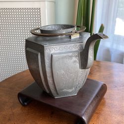 Antique Chinese Pewter Tea Pot 
