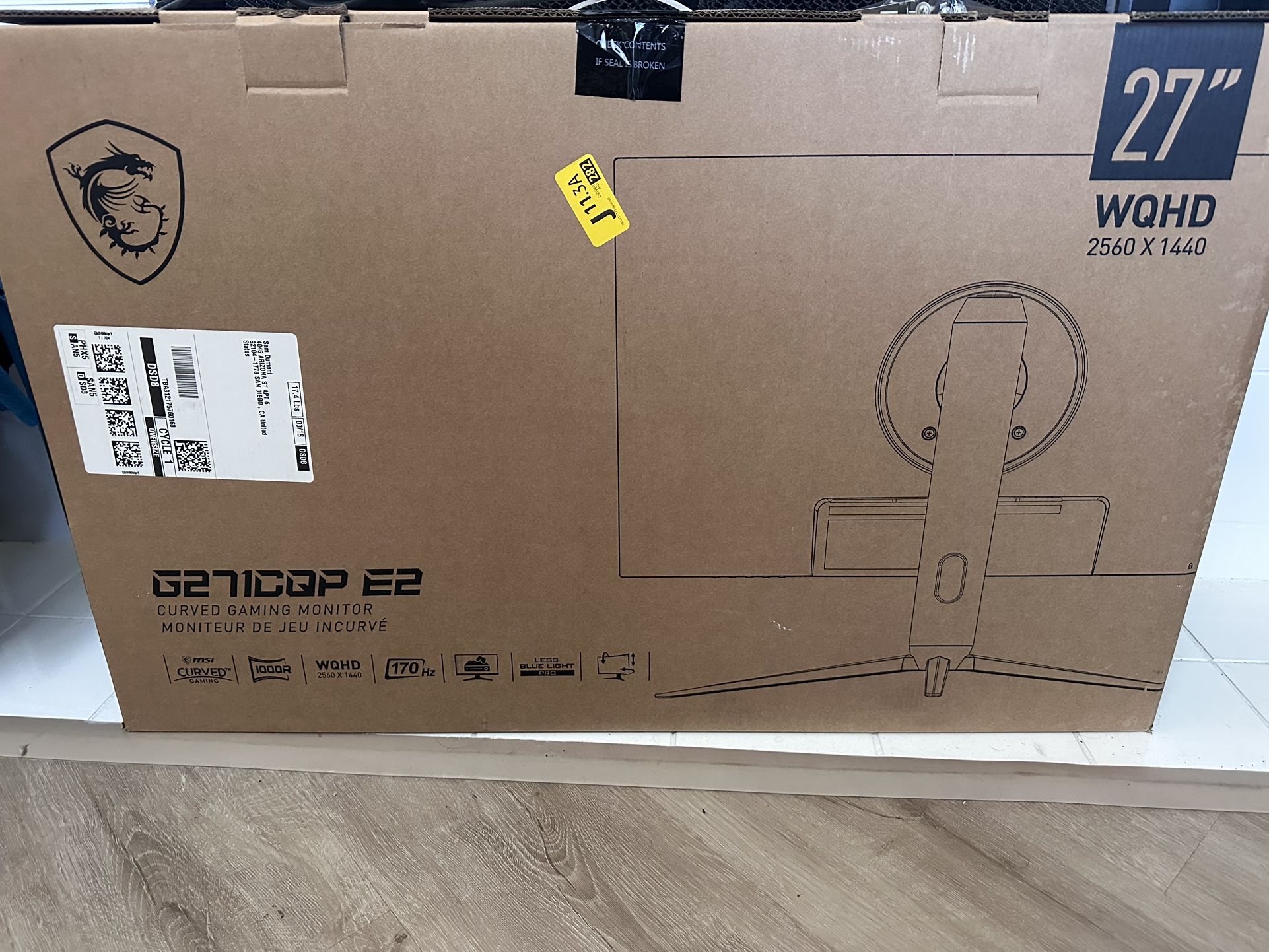 MSI 27” Curved Gaming Monitor – WQHD 1440p, 170Hz (Excellent Condition)
