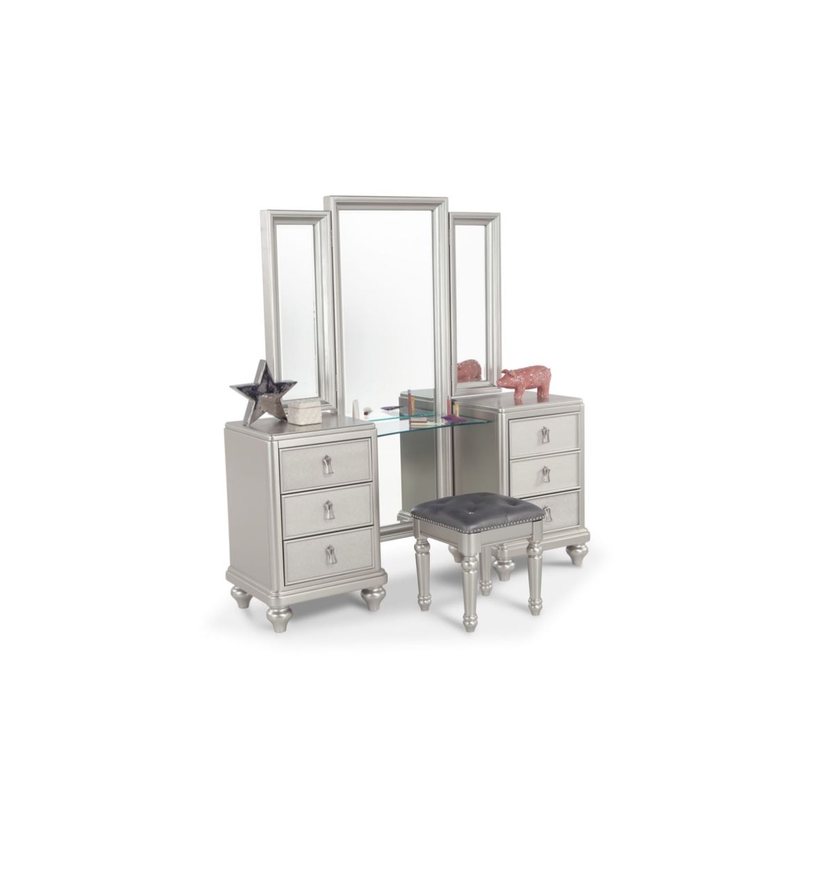 Vanity Set With Mirror And Stool