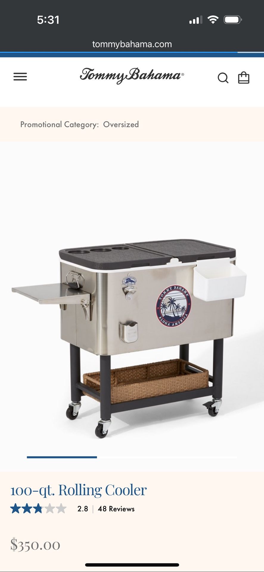 Tommy Bahama Rolling Cooler