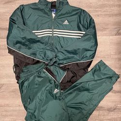 Adidas Tracksuit Two Piece Green & Black Size Large Y2K Vintage