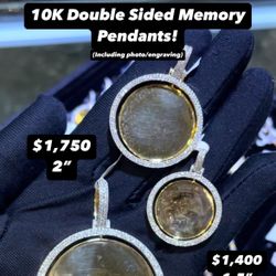 10K Natural Diamonds Double Sided Memory Pendant
