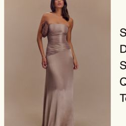 Serena Strapless Taffeta Maxi Dress - Bronze Taupe