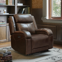 Genuine Leather Zero Wall Power Recliner with Adjustable Headrest
