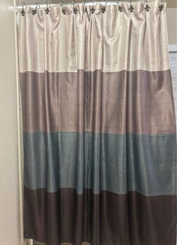 Four Tone Fabric Shower Curtain with Hooks