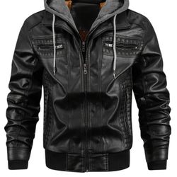 Men's Winter Warm Hooded Jacket with Full-Zip Front & - Heavy-Duty Cold Weather Coat, Slim-Fit Casual Outerwear for Outdoor Activities, Easy-Care (Han