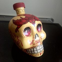 Large Ceramic Skull Sculpture - An Empty Bottle From KAH Tequila