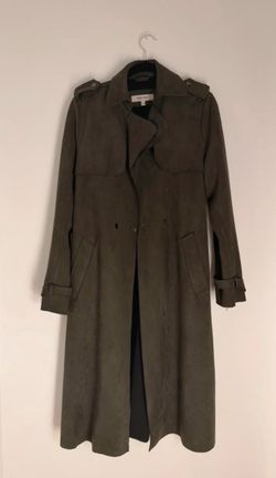 Nine West Olive Green Long Trench Coat