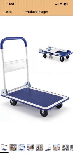 Goplus Folding Platform Cart 330LBS Rolling Flatbed Cart Hand Platform Truck Push Dolly for Loading