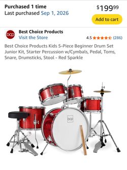 Best Choice Products Kids 5-Piece Beginner Drum Set Junior Kit, Starter Percussion w/Cymbals, Pedal, Toms, Snare, Drumsticks,