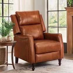 Camel Recliner Chair Arm Chair with Rivets and Retractable Footrest