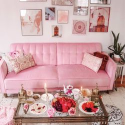 Pink Sofa Futon Couch 