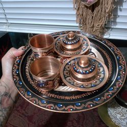 Vintage Turkish Copper Serving Set 