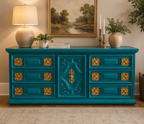 “Vintage Hollywood Regency Solid Wood Credenza / Dresser