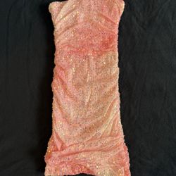 Strapless Sparkly Pink Dress