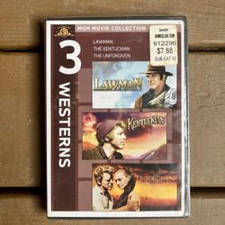3 MGM Westerns - Lawman, The Kentuckian, The Unforgiven DVDs - Brand New