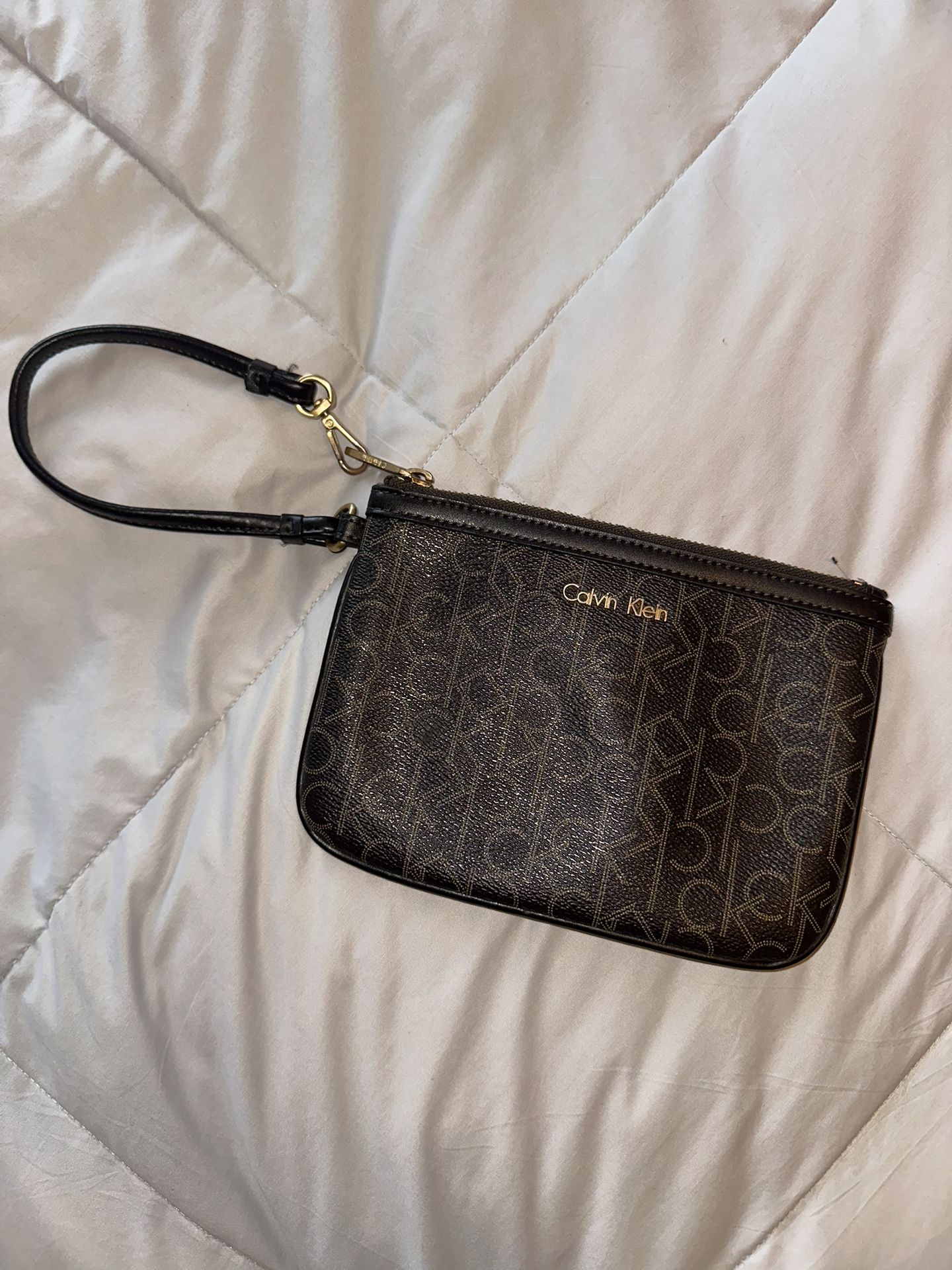 Brown Calvin Klein Wristlet