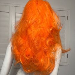 New orange wig hair extensions festival rave costume
