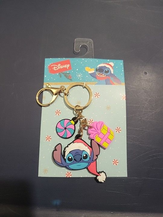 Disney Stitch Holiday Keychain W/ Rubber Charms