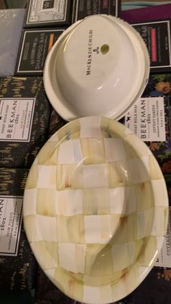 MacKenzie-Childs Oval Ceramic Dish with Lid
