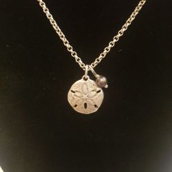 Sterling Silver Sand Dollar Charm Pendant Necklace 16" Chain .50" Charm F9