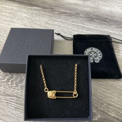 Chrome Hearts Gold Safety Pin Necklace