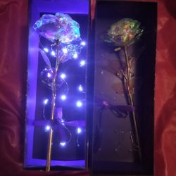 Rosas doradas con luces