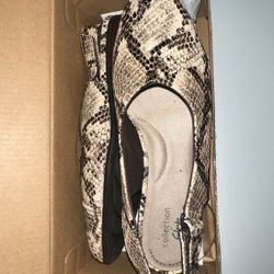Faux Snake Print Flats 